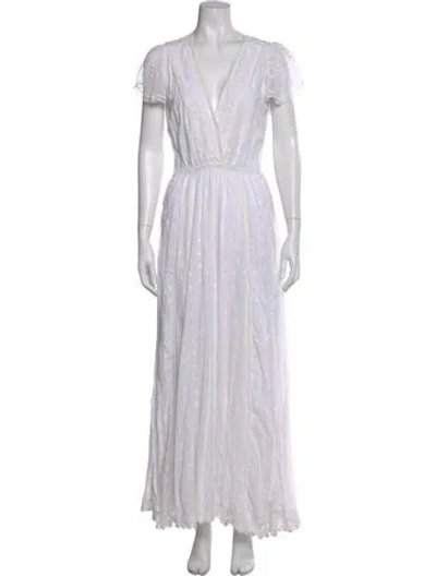 Pre-owned Loveshackfancy V-neck Long Dress In Neutral