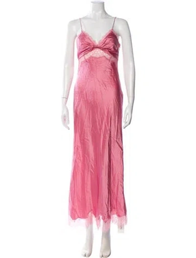 Pre-owned Loveshackfancy V-neck Long Dress In Pink