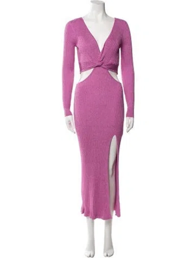 Pre-owned Loveshackfancy V-neck Long Dress In Pink