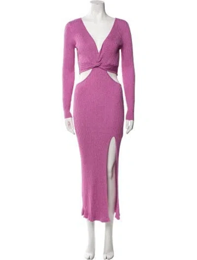 Pre-owned Loveshackfancy V-neck Long Dress In Pink