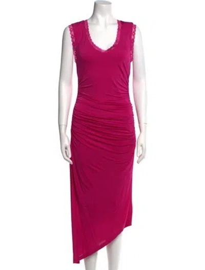 Pre-owned Loveshackfancy V-neck Long Dress In Pink