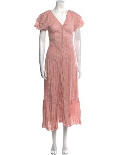 Pre-owned Loveshackfancy V-neck Long Dress In Pink