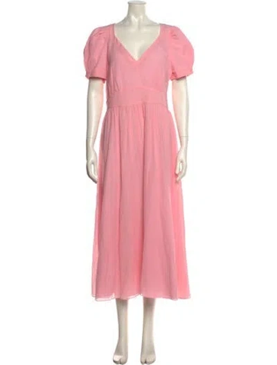 Pre-owned Loveshackfancy V-neck Long Dress In Pink