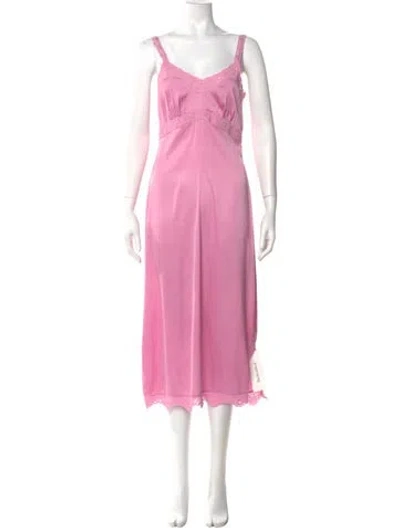 Pre-owned Loveshackfancy V-neck Long Dress In Pink