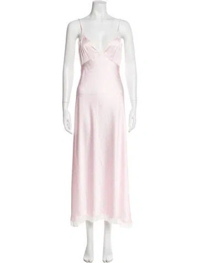 Pre-owned Loveshackfancy V-neck Long Dress In Pink