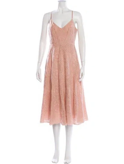 Pre-owned Loveshackfancy V-neck Long Dress In Pink