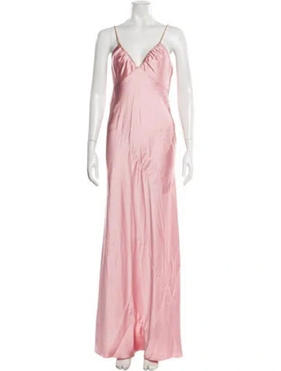 Pre-owned Loveshackfancy V-neck Long Dress In Pink