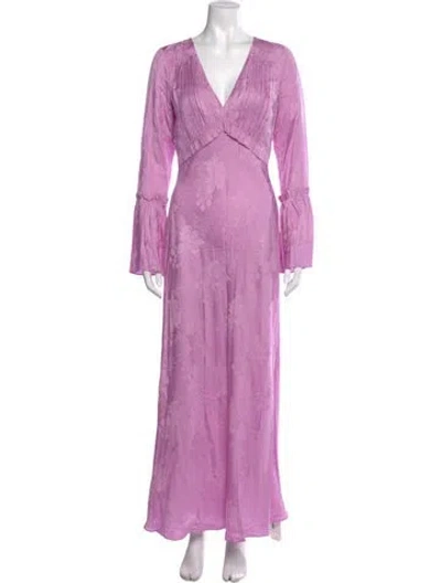 Pre-owned Loveshackfancy V-neck Long Dress In Purple