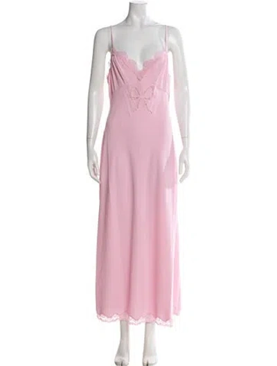 Pre-owned Loveshackfancy V-neck Long Dress W/ Tags In Pink
