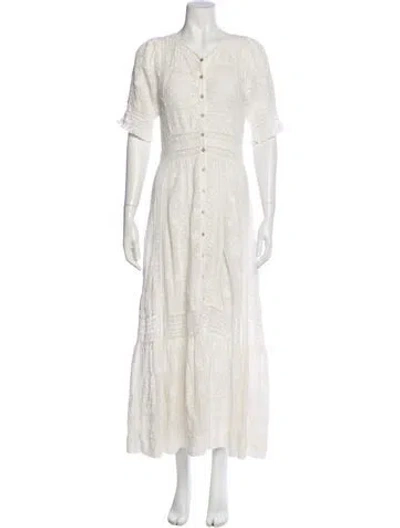 Pre-owned Loveshackfancy V-neck Long Dress W/ Tags In White