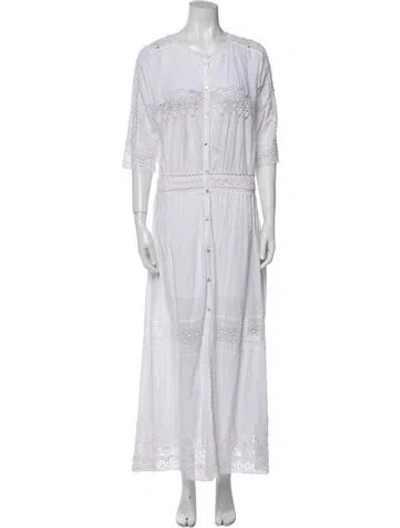 Pre-owned Loveshackfancy V-neck Long Dress In White