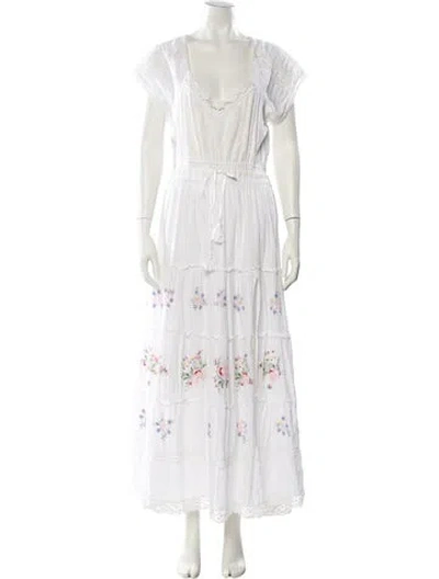 Pre-owned Loveshackfancy V-neck Long Dress In White