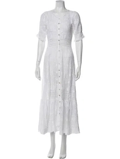 Pre-owned Loveshackfancy V-neck Long Dress In White
