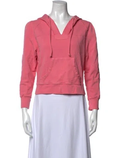 Pre-owned Loveshackfancy V-neck Long Sleeve Hoodie In Pink