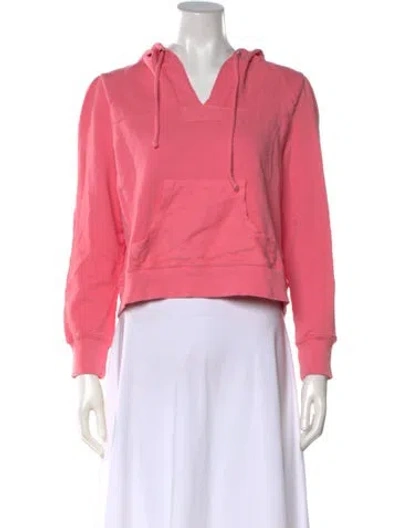 Pre-owned Loveshackfancy V-neck Long Sleeve Hoodie In Pink