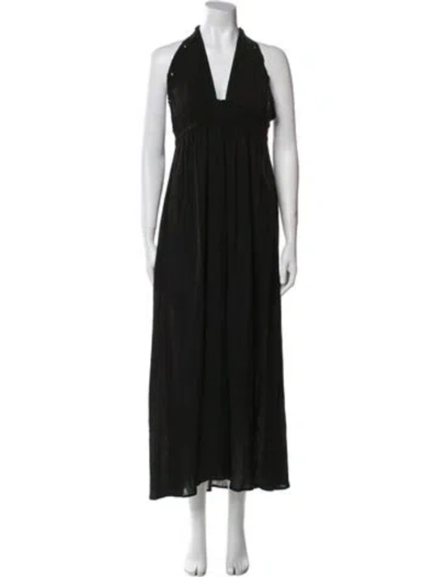 Pre-owned Loveshackfancy V-neck Midi Length Dress In Black
