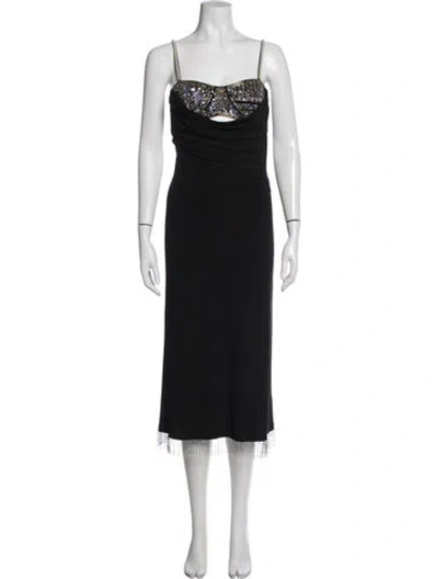 Pre-owned Loveshackfancy V-neck Midi Length Dress In Black