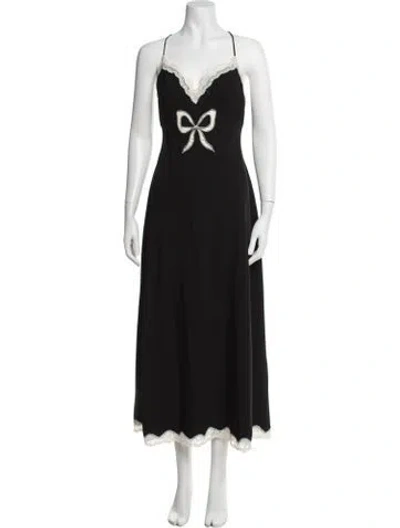 Pre-owned Loveshackfancy V-neck Midi Length Dress In Black