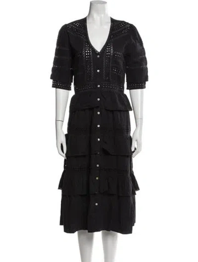 Pre-owned Loveshackfancy V-neck Midi Length Dress In Blue