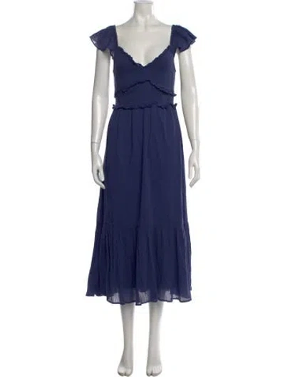 Pre-owned Loveshackfancy V-neck Midi Length Dress In Blue