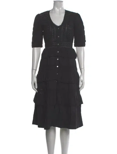 Pre-owned Loveshackfancy V-neck Midi Length Dress In Gray