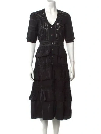 Pre-owned Loveshackfancy V-neck Midi Length Dress In Multicolor