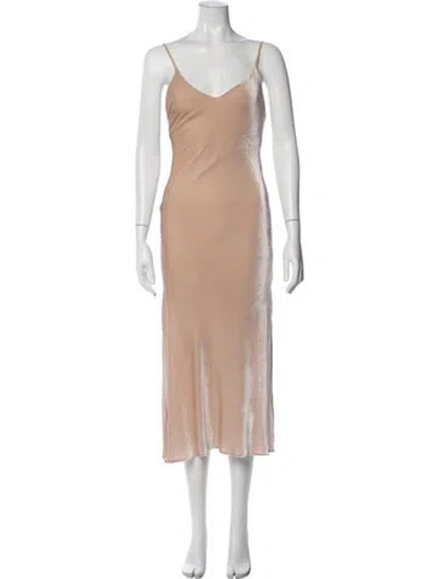 Pre-owned Loveshackfancy V-neck Midi Length Dress In Neutral
