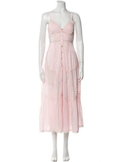 Pre-owned Loveshackfancy V-neck Midi Length Dress In Pink
