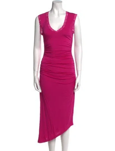 Pre-owned Loveshackfancy V-neck Midi Length Dress In Pink