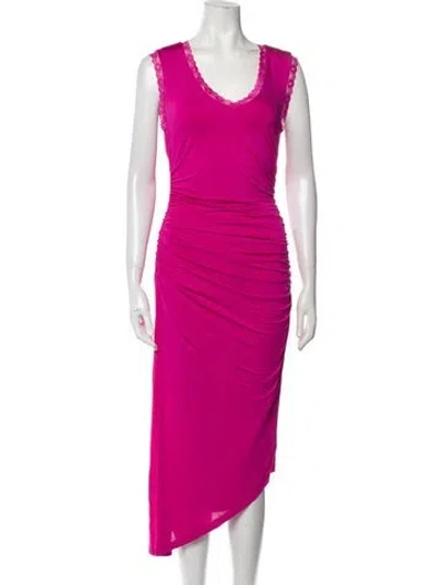 Pre-owned Loveshackfancy V-neck Midi Length Dress In Pink