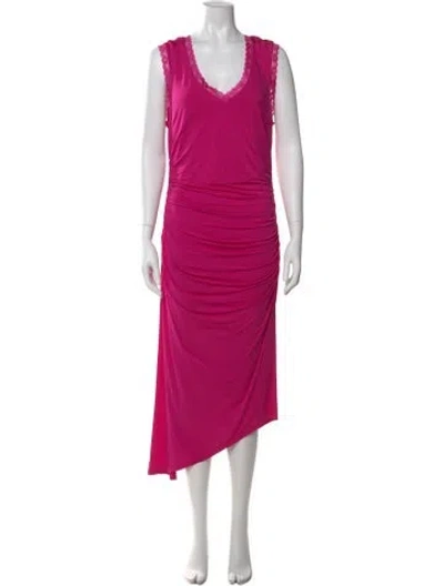 Pre-owned Loveshackfancy V-neck Midi Length Dress In Pink