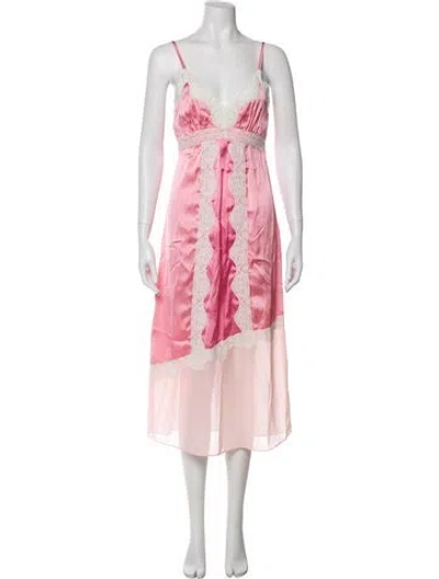 Pre-owned Loveshackfancy V-neck Midi Length Dress W/ Tags In Pink