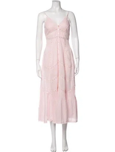 Pre-owned Loveshackfancy V-neck Midi Length Dress W/ Tags In Pink