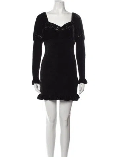 Pre-owned Loveshackfancy V-neck Mini Dress In Black