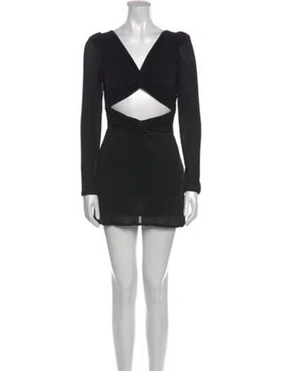 Pre-owned Loveshackfancy V-neck Mini Dress In Black
