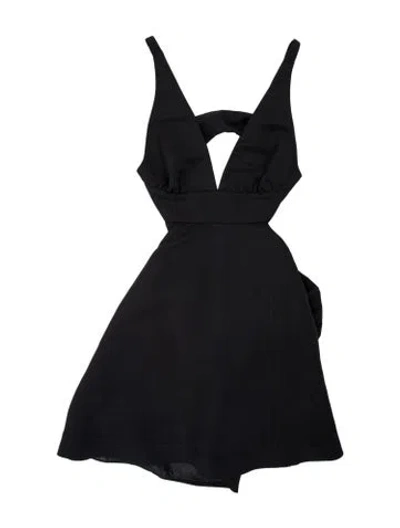 Pre-owned Loveshackfancy V-neck Mini Dress In Black