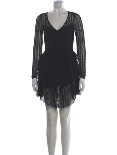Pre-owned Loveshackfancy V-neck Mini Dress In Black