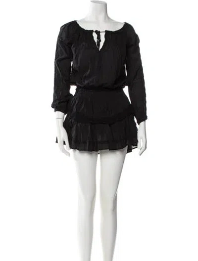 Pre-owned Loveshackfancy V-neck Mini Dress In Black