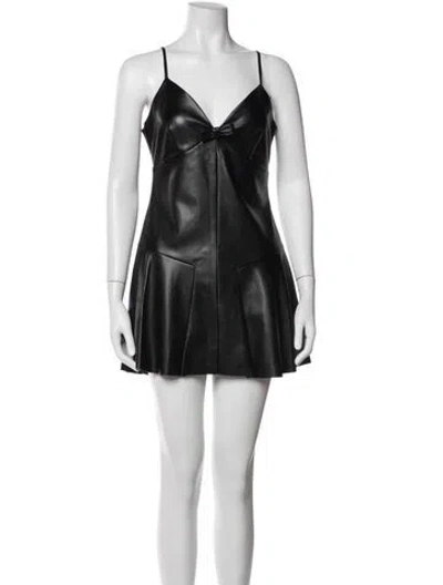 Pre-owned Loveshackfancy V-neck Mini Dress In Black