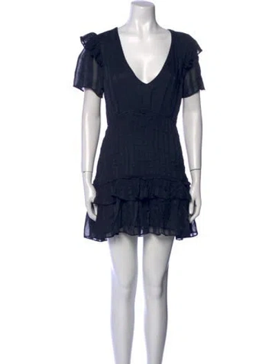 Pre-owned Loveshackfancy V-neck Mini Dress In Blue