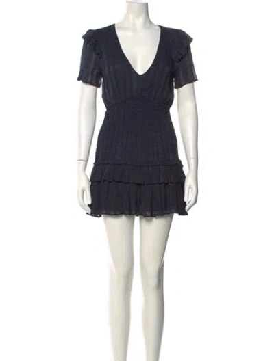 Pre-owned Loveshackfancy V-neck Mini Dress In Blue