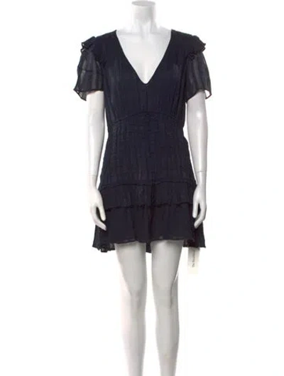 Pre-owned Loveshackfancy V-neck Mini Dress In Blue