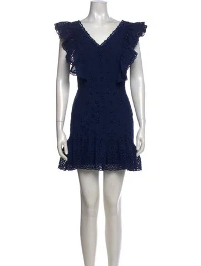 Pre-owned Loveshackfancy V-neck Mini Dress In Blue