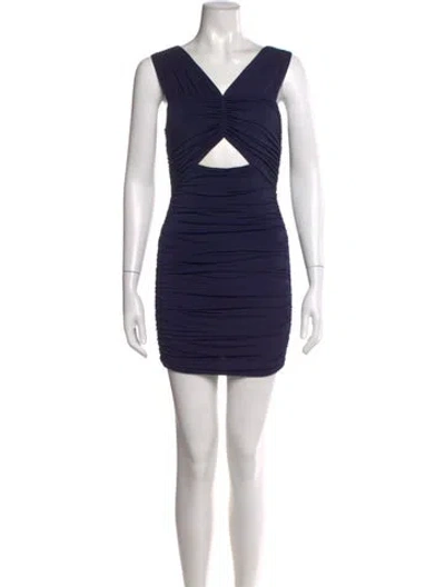 Pre-owned Loveshackfancy V-neck Mini Dress In Blue