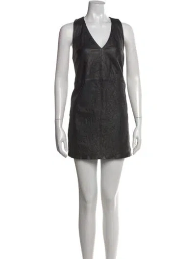 Pre-owned Loveshackfancy V-neck Mini Dress In Gray