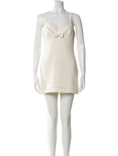 Pre-owned Loveshackfancy V-neck Mini Dress In Neutral