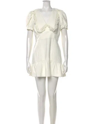 Pre-owned Loveshackfancy V-neck Mini Dress In Neutral