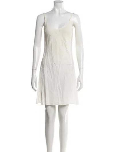 Pre-owned Loveshackfancy V-neck Mini Dress In Neutrals/white