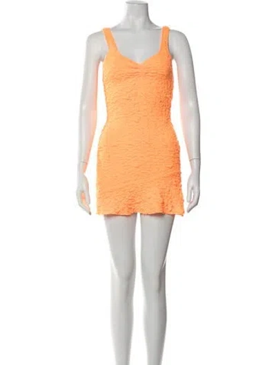Pre-owned Loveshackfancy V-neck Mini Dress In Orange