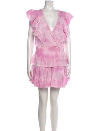 Pre-owned Loveshackfancy V-neck Mini Dress In Pink
